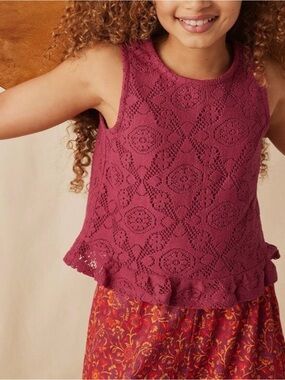 NWT Matilda Jane Enchanted Garden Surf’s Up Cotton Crochet Purple Tank Size 14